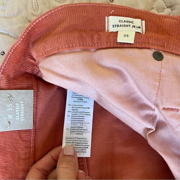 Madewell Corduroy Classic Straight Leg Jean Pants NEW Size 35 - Picture 4 of 12
